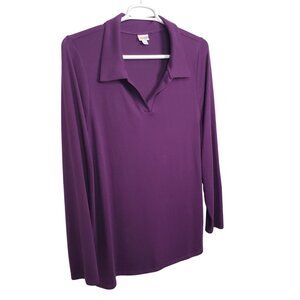 LuLaRoe 2XL Shirt Polo Knit Collared Super Soft Long Sleeve Relaxed Fit Courtney